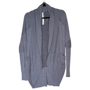 Lululemon Athletica Womens Gray Shawl Collar‎ Open Cardigan Sweater Size 6